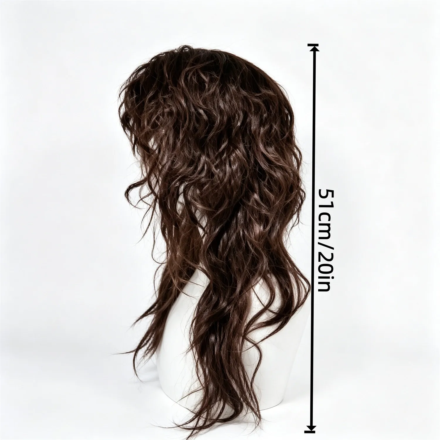 Messy Wave Wig 20 Inch 2 Dark Brown Heat Resistant Synthetic Fiber Wig With Bangs For Women