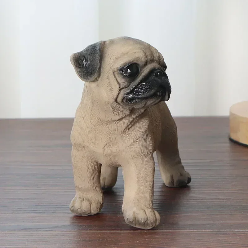 Cute Pug Resin Statue Craft Puppy Sculpture Ornaments Room Decor Simulation Dog Model Figurine Home Decoration Accessories Gifts