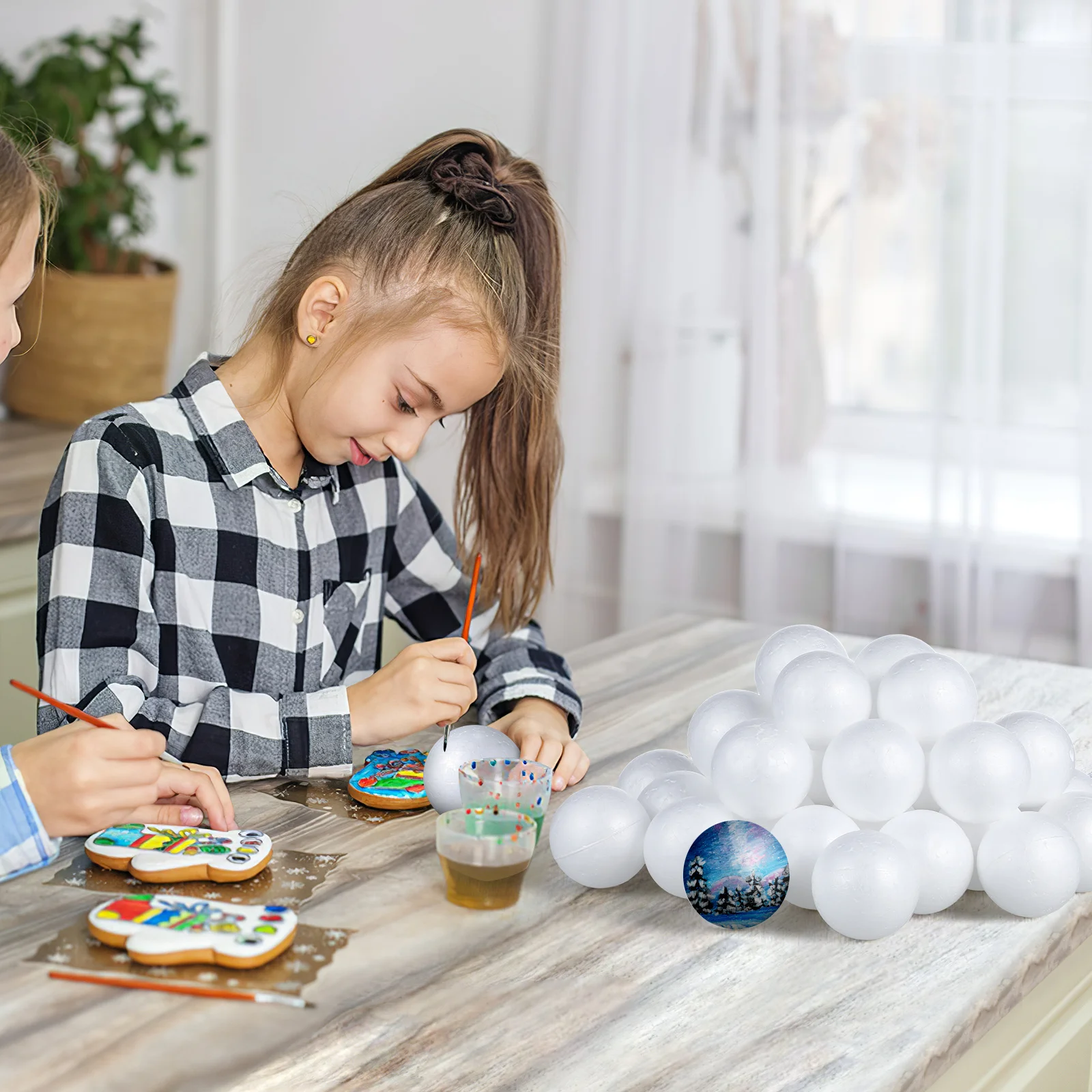 

36Pcs Christmas Foam Ball Ornaments White Craft Material DIY Preschool Kindergarten Painting Decoration