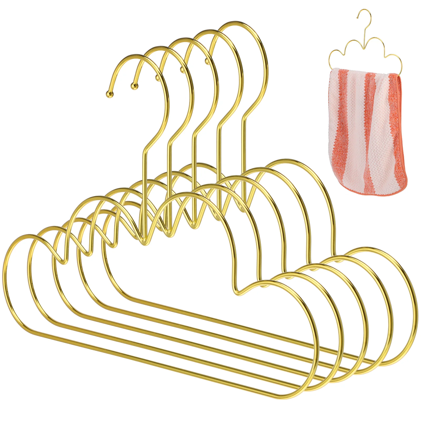 

5 Pcs Clothes Hanging Rack Metal Hangers Skirt Children Kids Golden for Toddler
