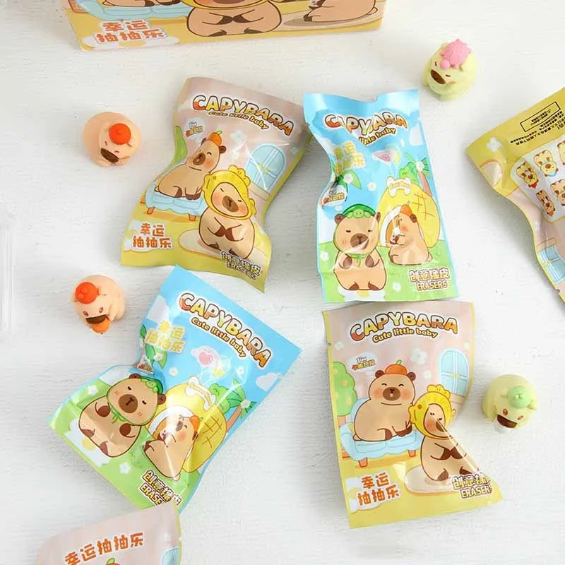 32pcs/lot Creative Capybara Eraser Cute Writing Drawing Pencil Erasers Stationery Gifts School Supplies