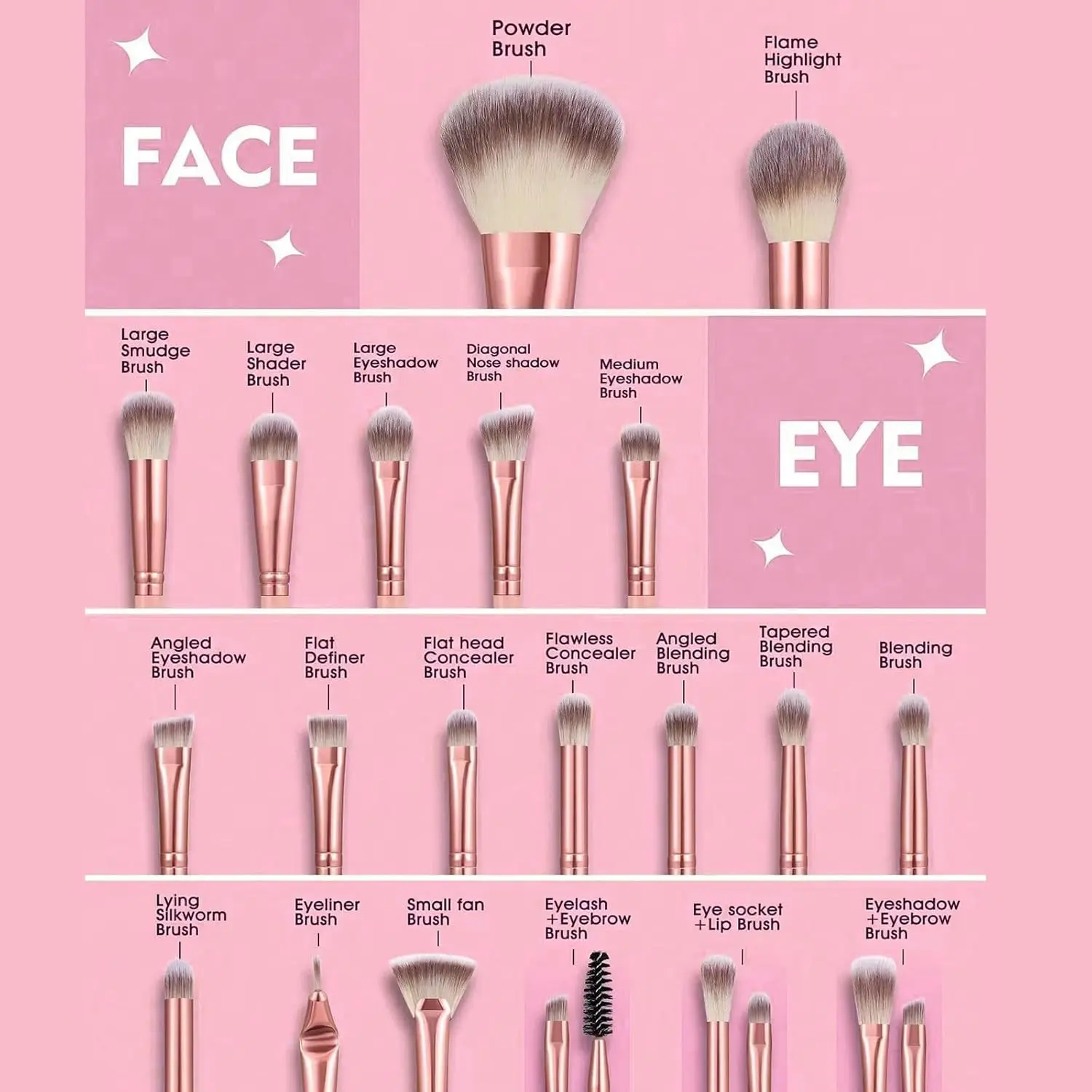 Conjunto de pincéis de maquiagem sintética premium profissional, 42 peças, adequado para iniciantes, para base facial, pó, corretivo, pincéis para os olhos