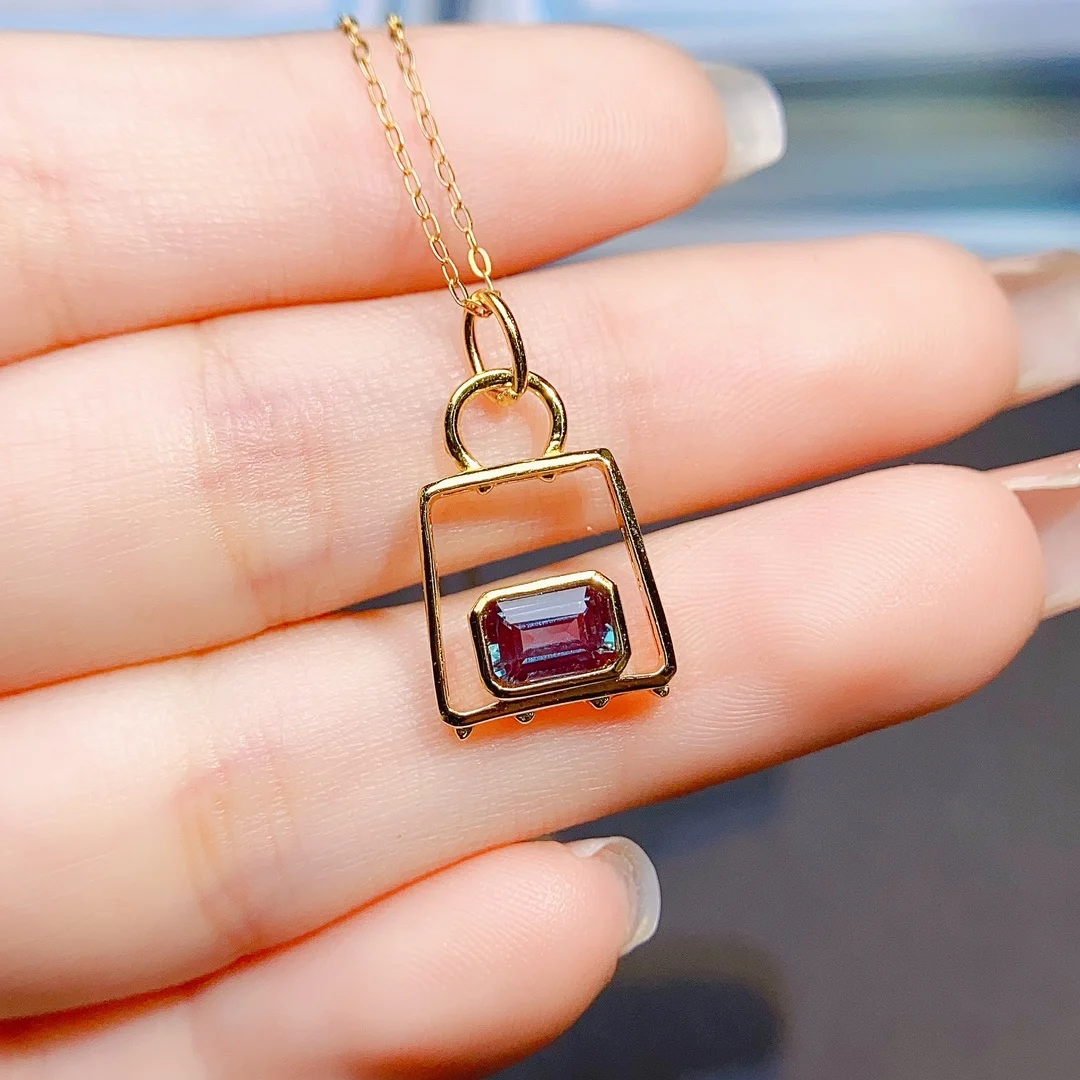 Color Change Gems Necklace Alexandrite Jewelry 925 Sterling Silver Alexandrite Pendant For Women Engagement Wedding Gift For Her