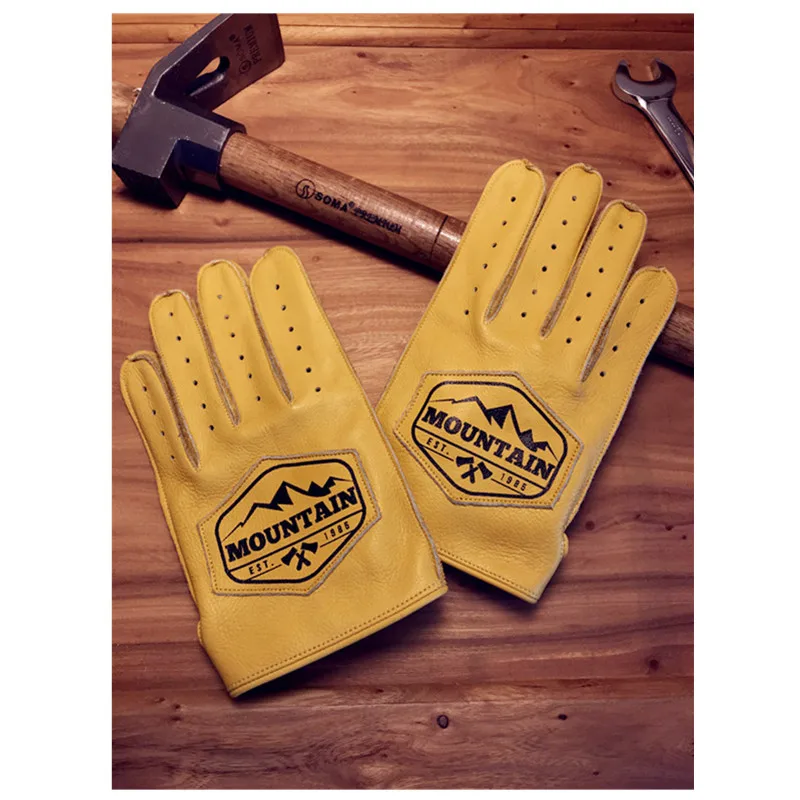 

Motorcycle retro full finger first layer cowhide gloves men's outdoor locomotive leather gloves