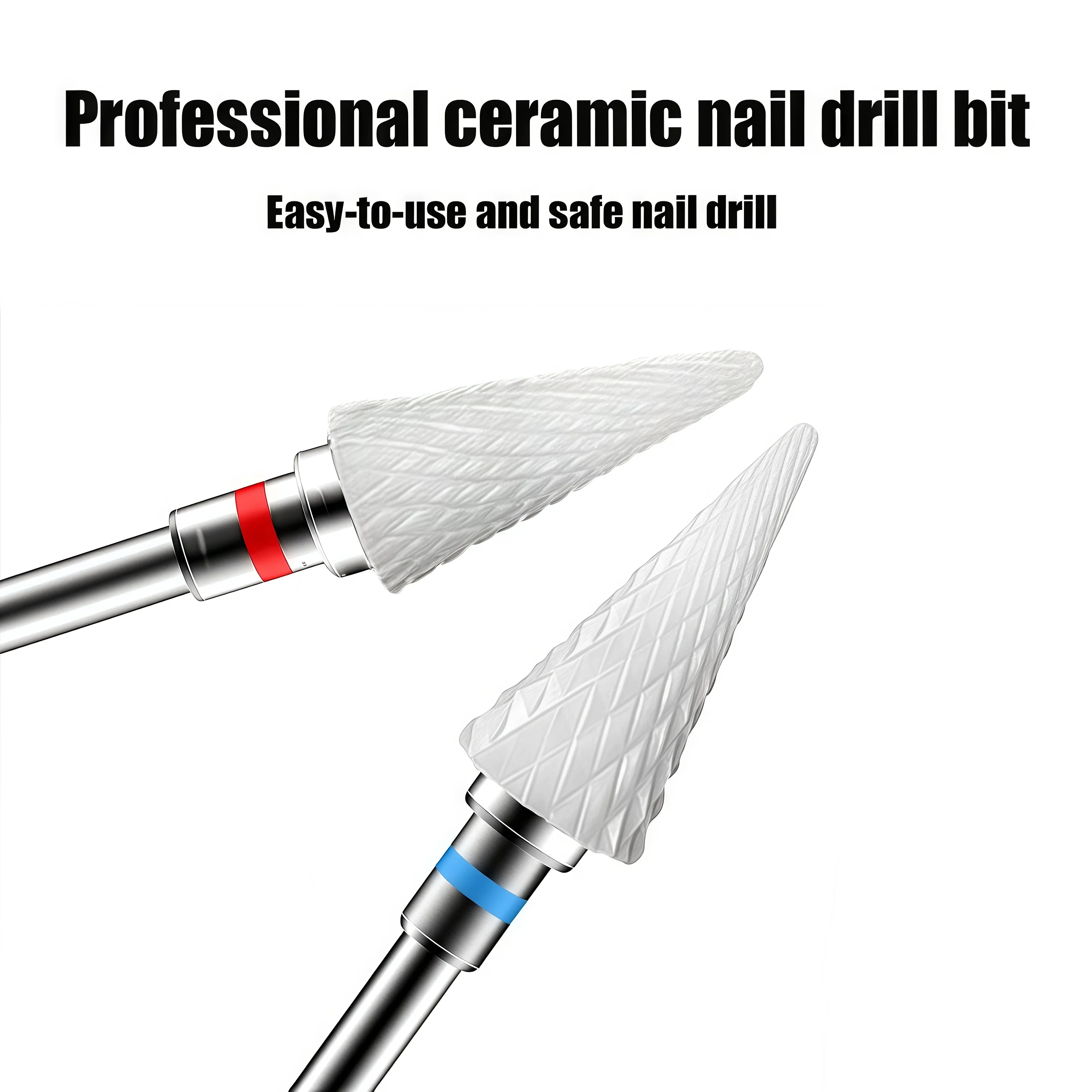 2 Pcs Professional Ceramic Nail Drill Bits 3/32 Inch Shank for Nail Polishing & Gel Removal Sturdy Wear-Resistant for Home Manic
