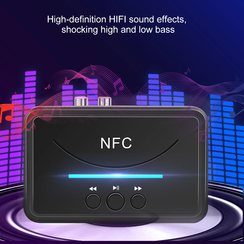 KEBIDUMEI Odbiornik Bluetooth 5.0 z NFC, gniazdem 3.5mm, 2RCA, USB, adapter audio HiFi stereo do PC, samochodu, głośników, wzmacniacza — zdjęcie produktu 6
