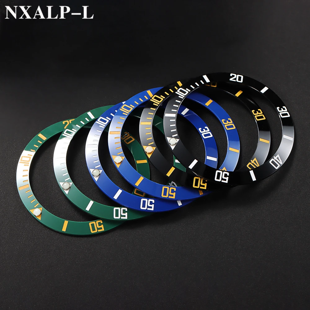 38 مللي متر سبائك السيراميك ساعة الحافة صالح NH36 NH35 NH34 ل Seiko ل أسود أخضر المياه شبح ساعة مقياس حلقة مع النقاط مضيئة