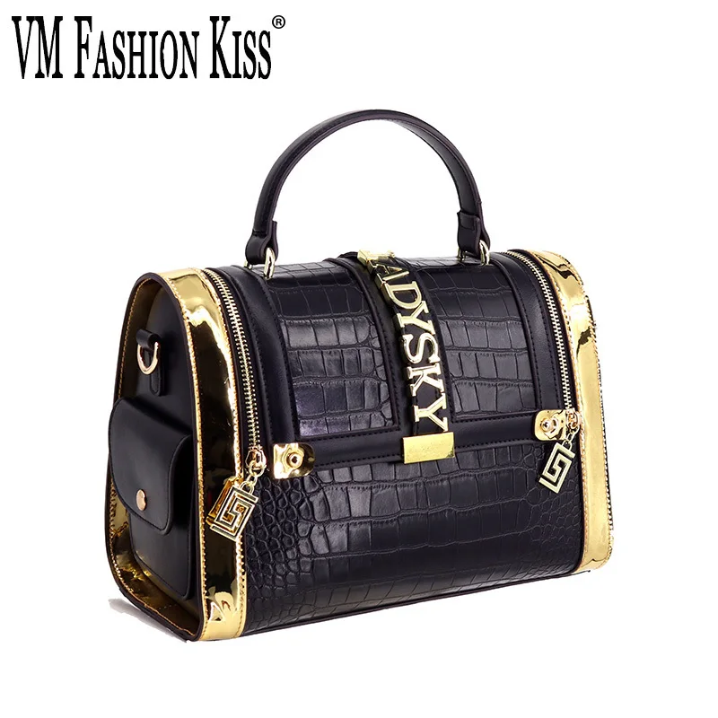 2024 Women\'s Shoulder Bag Messenger Bag High Quality Black Gold Splicing Color Casual Crossbody Bags Handbag Fashion Sac A Mai