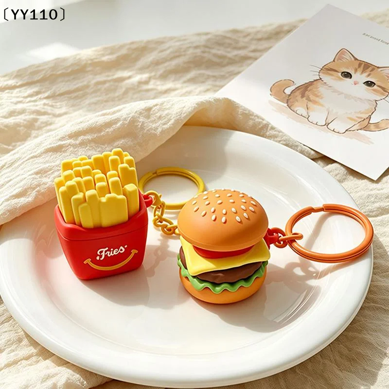 Gourmet Keychain Decompression Toy Anxiety Relief Toy Fried Egg Burger Sushi Avocado Durian Pendant Bag Backpack Decor〔YY110〕