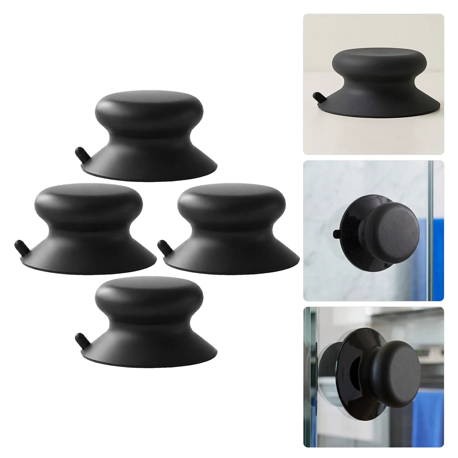4Pcs Silicone Suction Cup Handles Removable Kitchen Cabinet Glass Door Pulls Bathroom Shower Tub Handles Bathroom Glasses Handle