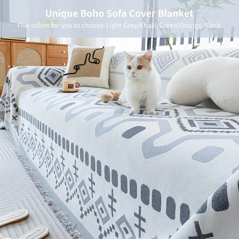 غطاء أريكة بوهو شانيل صديق للغسل للحيوانات الأليفة، أغطية أريكة على الطراز البوهيمي للأرائك ذات المقعدين #6