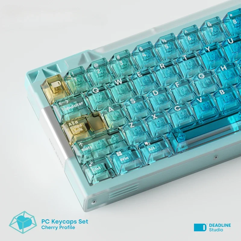 Deadine Air-Wave PC KeyCaps AirWave Blue and Green Keycaps Cherry Profile Cap for Buff75 Aluminum Mechanical Customized Keyboard