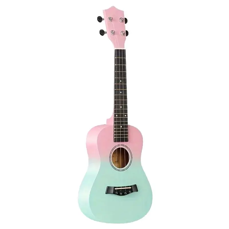 AEF5-23-Inch Two-Tone Wooden Mini Guitar Four-String Ukulele Ukulele Mini Guitar Two-Color Gradient Wooden Guitar