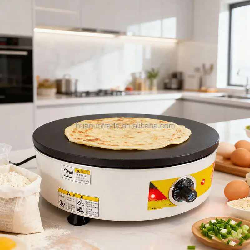Large-capacity Electric Commercial Crepe Maker Auto-Thermostat Control Energy-Saving Cast Iron Body for Breakfast Shops Pancakes