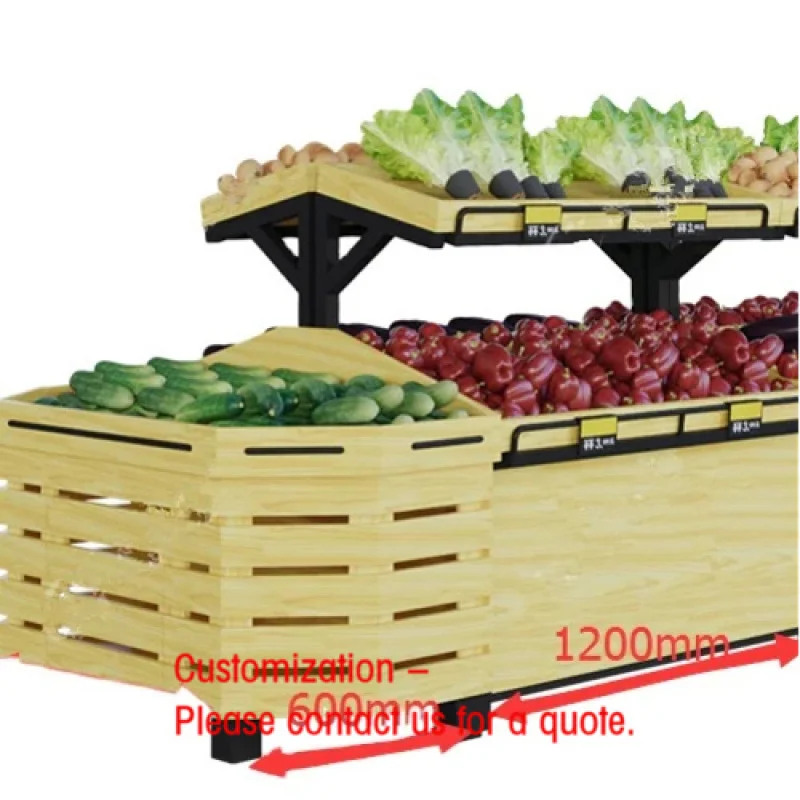 custom.Supermarket Metal and Wooden Vegetable Shelf