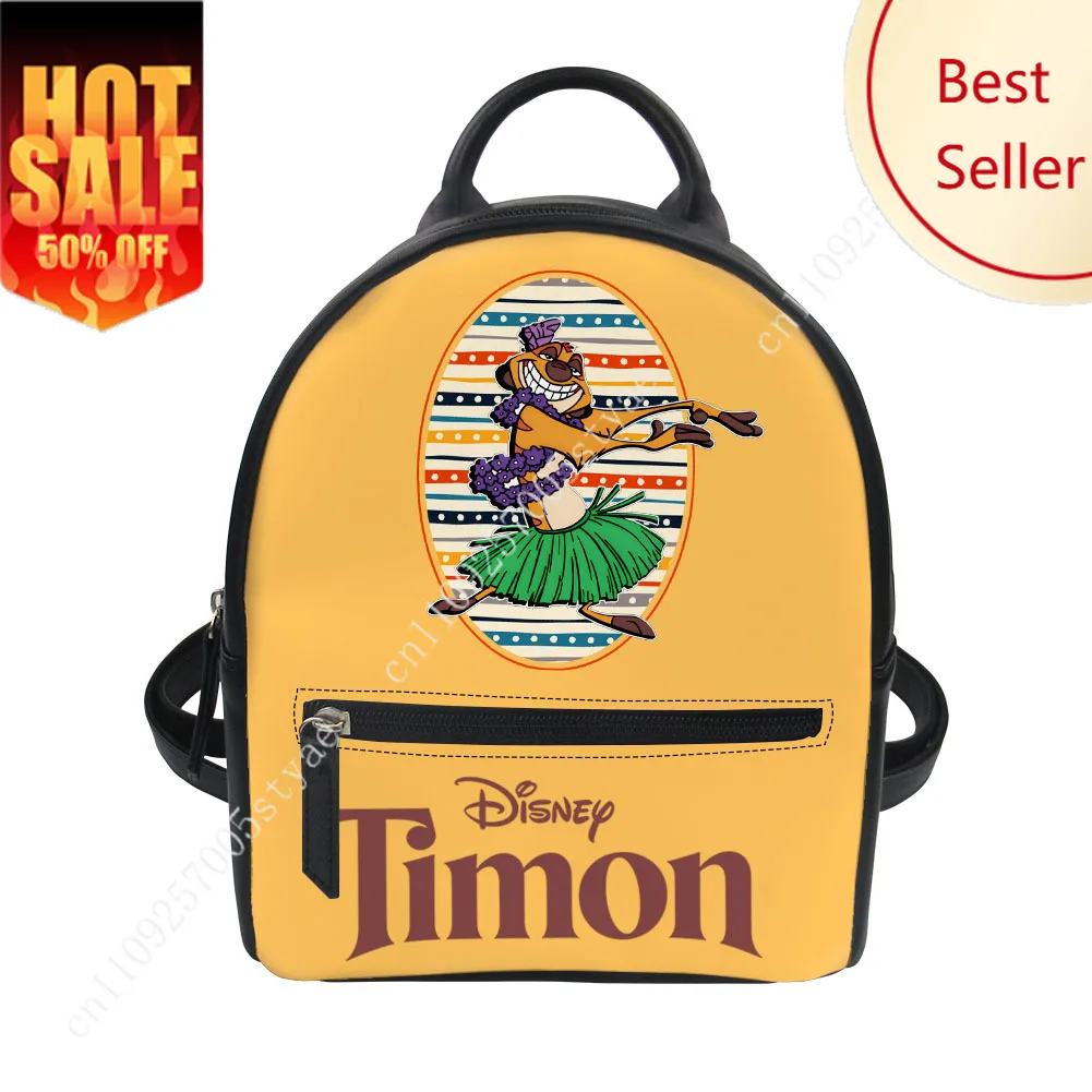 

Timon The Lion King Backpack Disney Cartoon Decoration Leather Bags Design Your Photo Logo Text Party Holiday Custom Gifts