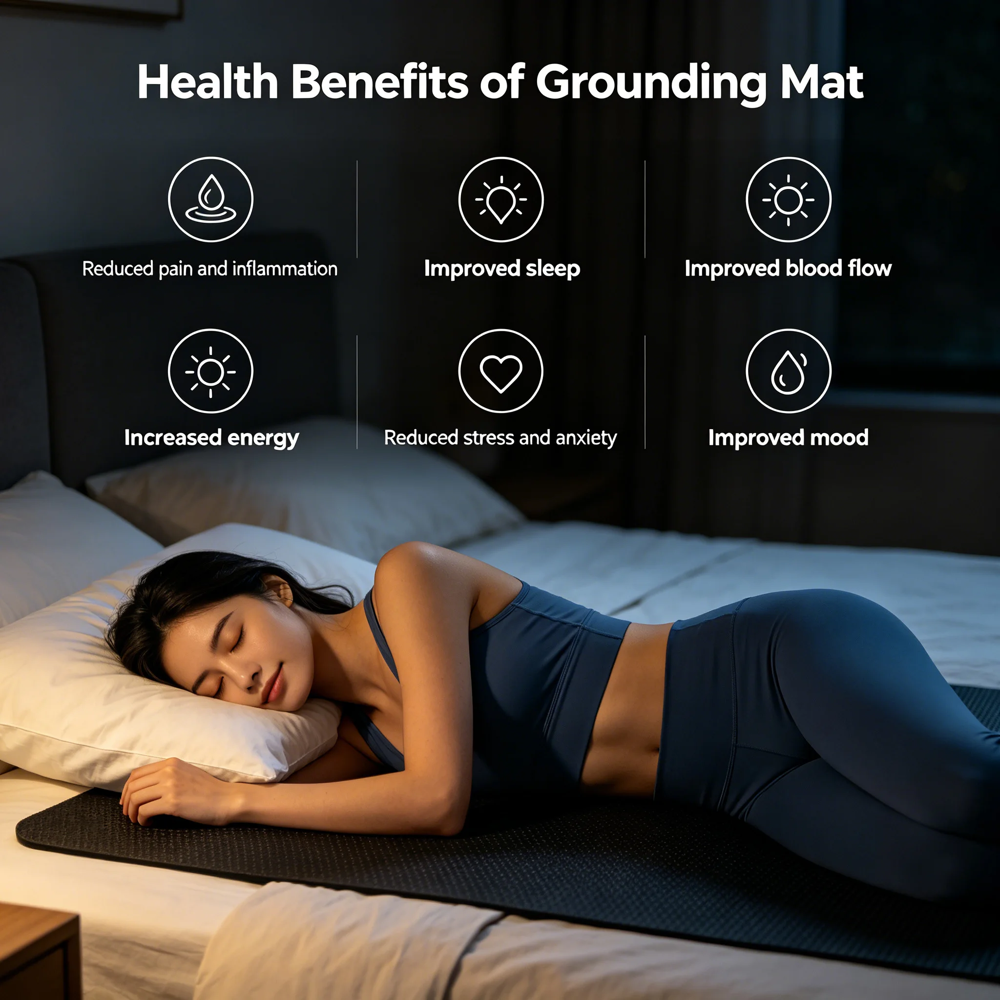 90x60cm Grounding Mat Earthing Pad Conductive PU Leather for Sleep Support EMF Protection Stress Relief and Wellness Comfort Kit