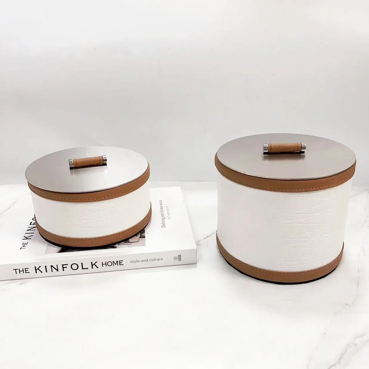 Leather storage box, desktop sundries finishing, soft decoration, home accessories, jewelry box.