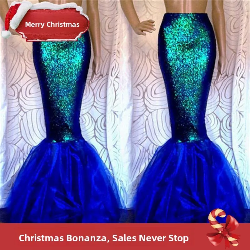 Halloween Cosplay Meerjungfrau Rock f-länge Fi Schwanz Kleid Hohe Taille Straße Sle Langen Rock Polyester Material T-form Umriss