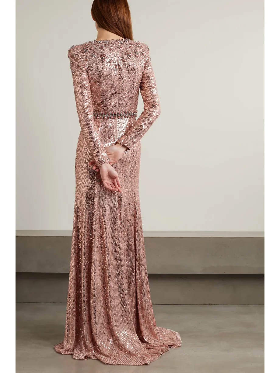Glitter Prom Dress Graceful Evening Dresses For Women 2024 Full Sleeves Ball Gowns Shiny Sequin Robes Vestidos De Gala فساتين حف