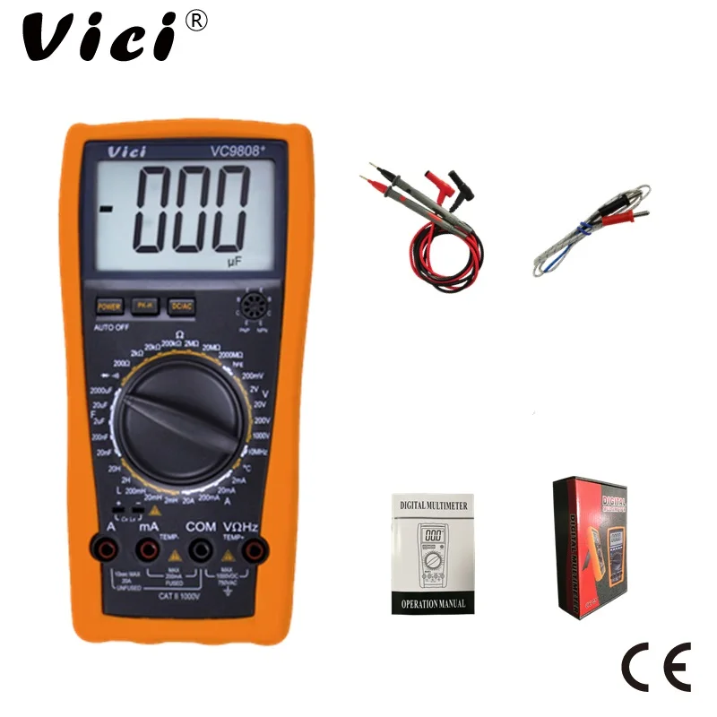 VICI VC9808+ Digital Multimeter Smart Auto Range 1000V 20A Ohm Hz Capacitance Inductance hFE Diode Meter AC DC DMM Multitester