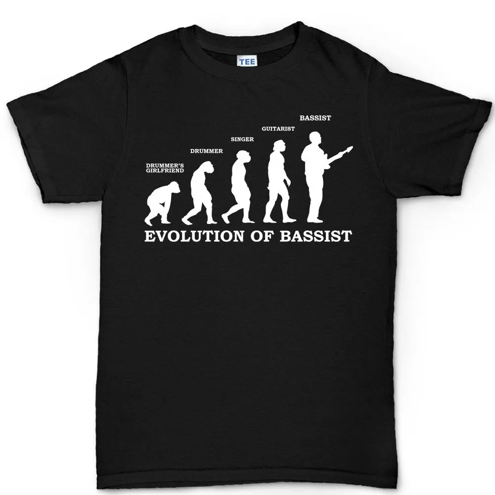 Mens Evolution Of Bassist Bass Guitar Funny Musician T Shirt Top