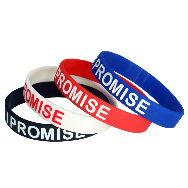 1PC Basketball Sports I Promise Silicone Bracelets&Bangles Letters Wristband Sports Rubber Fashion Jewelry Gifts SH053