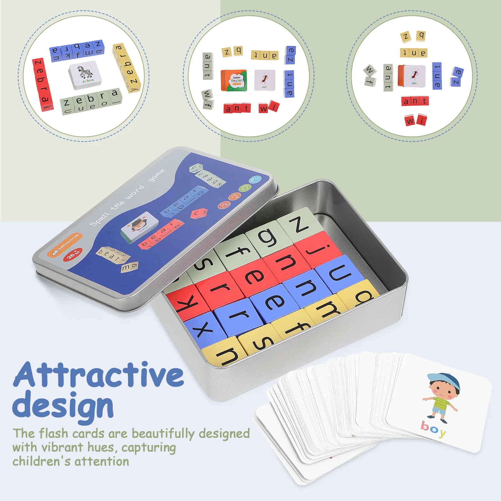 1Set Letter Game Houten blokken Spelling Game Kinderen Letter Matching Educatief Alfabet Woordbouwspeelgoed voor thuisschool