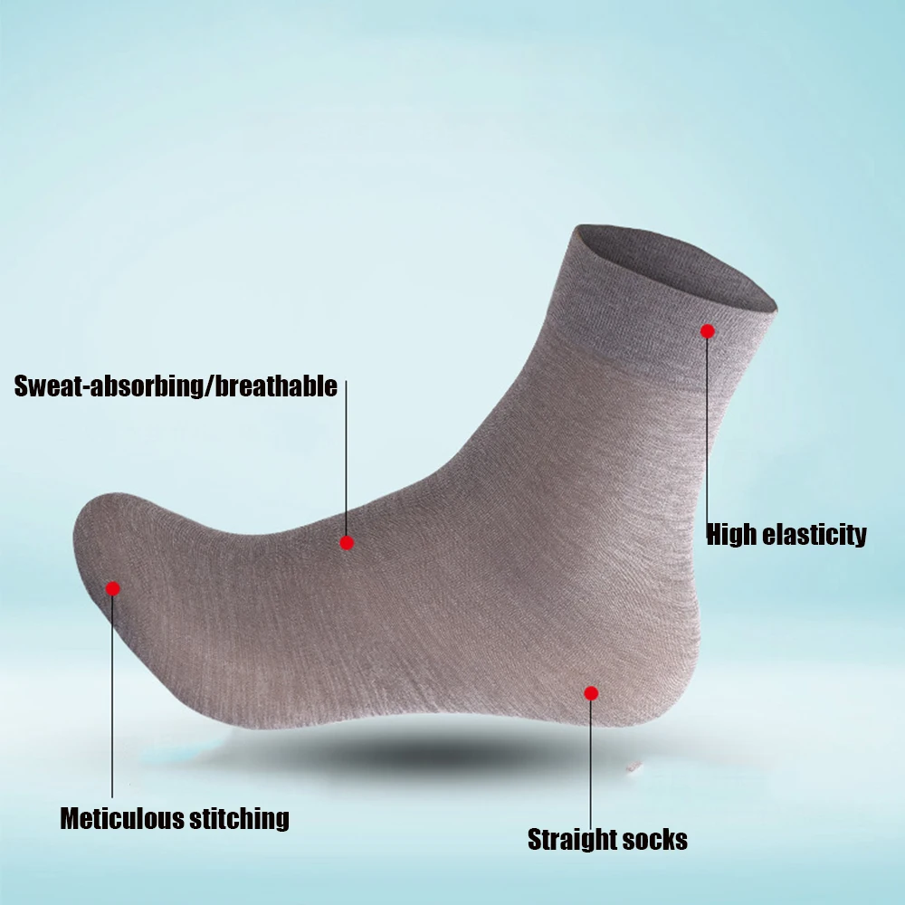Thin Men Breathable Deodorant Business 10Pairs/Box Middle Tube Stocking Mercerized Socks Men's Socks