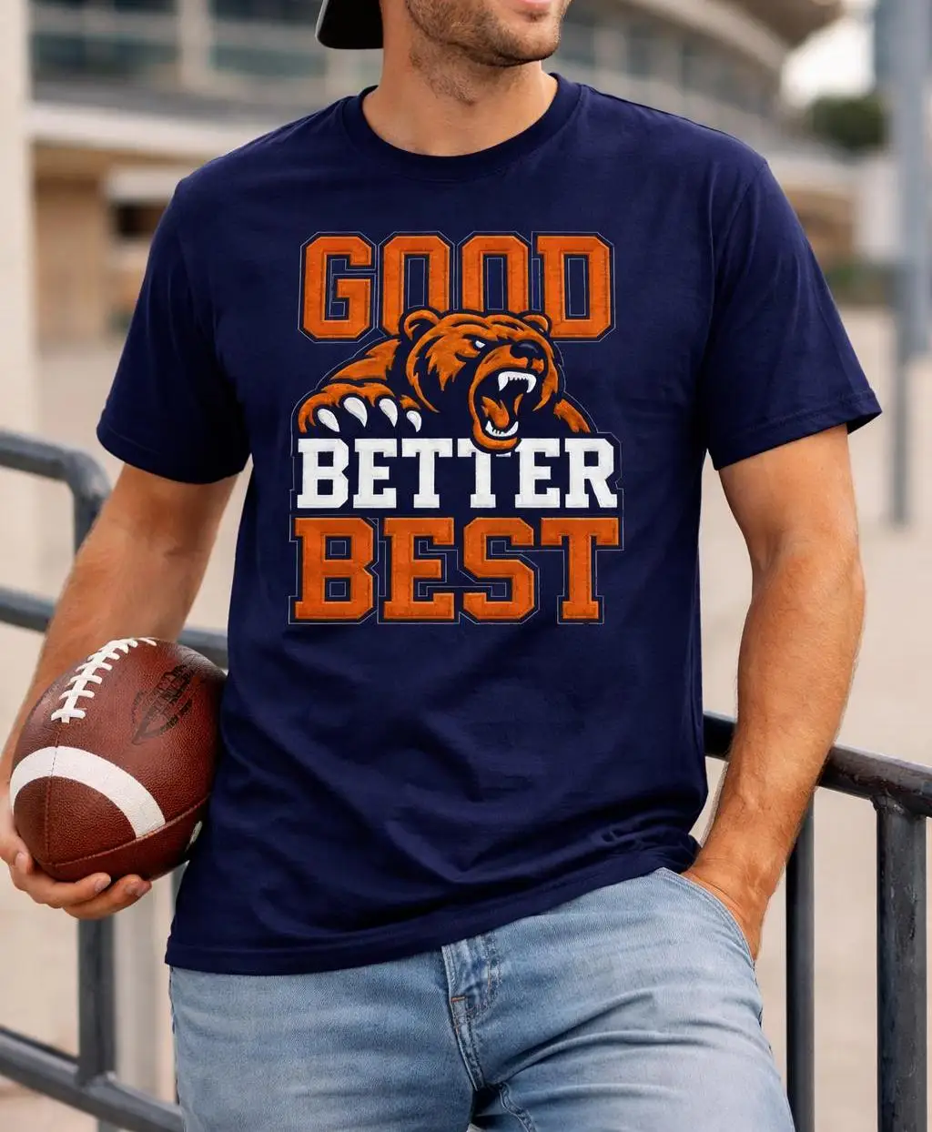 Good Better Best Bear T Shirt Chicago Football Fan Summer Men's Casual Short-sleeved Tops Cotton Sportswear Round-neck Tracksuit