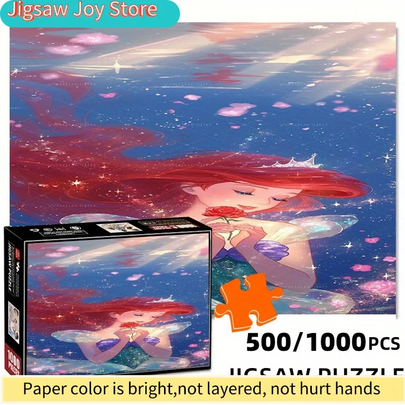 

Пазл «Принцесса-русалка» с красной розой, плотный, прочный, белый картон, хит продаж, красивая упаковка, прямоугольная форма