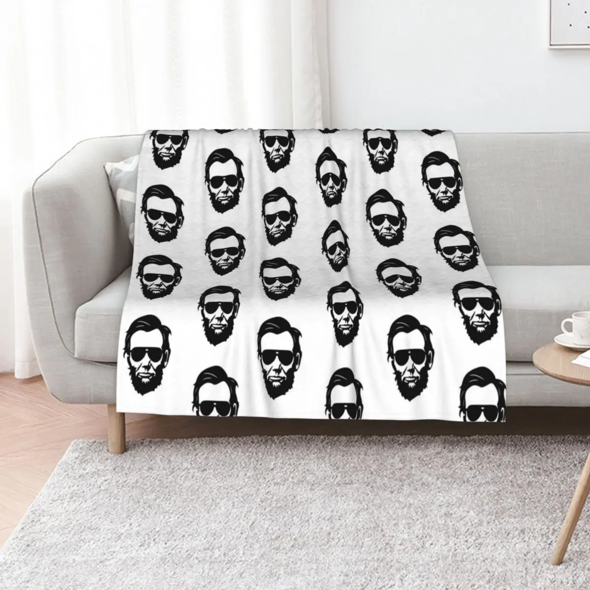 

Funny Abraham Lincoln Sunglasses Honest Abe USA Throw Blanket Giant Sofa Single Kid'S Flannel Fabric Blankets
