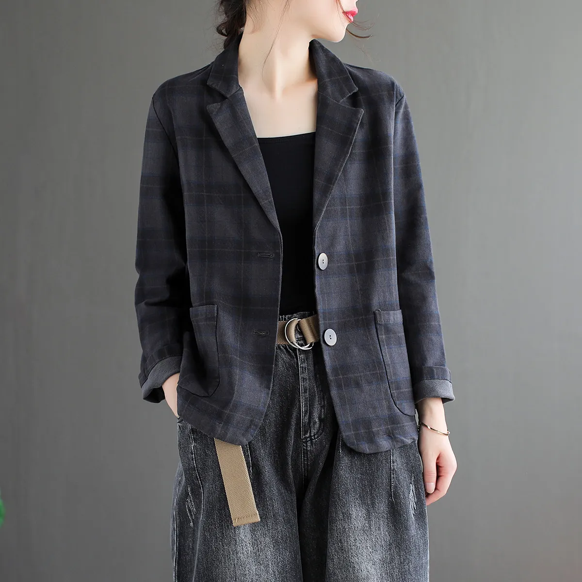 Women's Vintage Casual Suits Coats Spring Autumn Fashion Slim Fit Elegant Long Sleeve Coats Office Lady Dailywear Blazer Tops