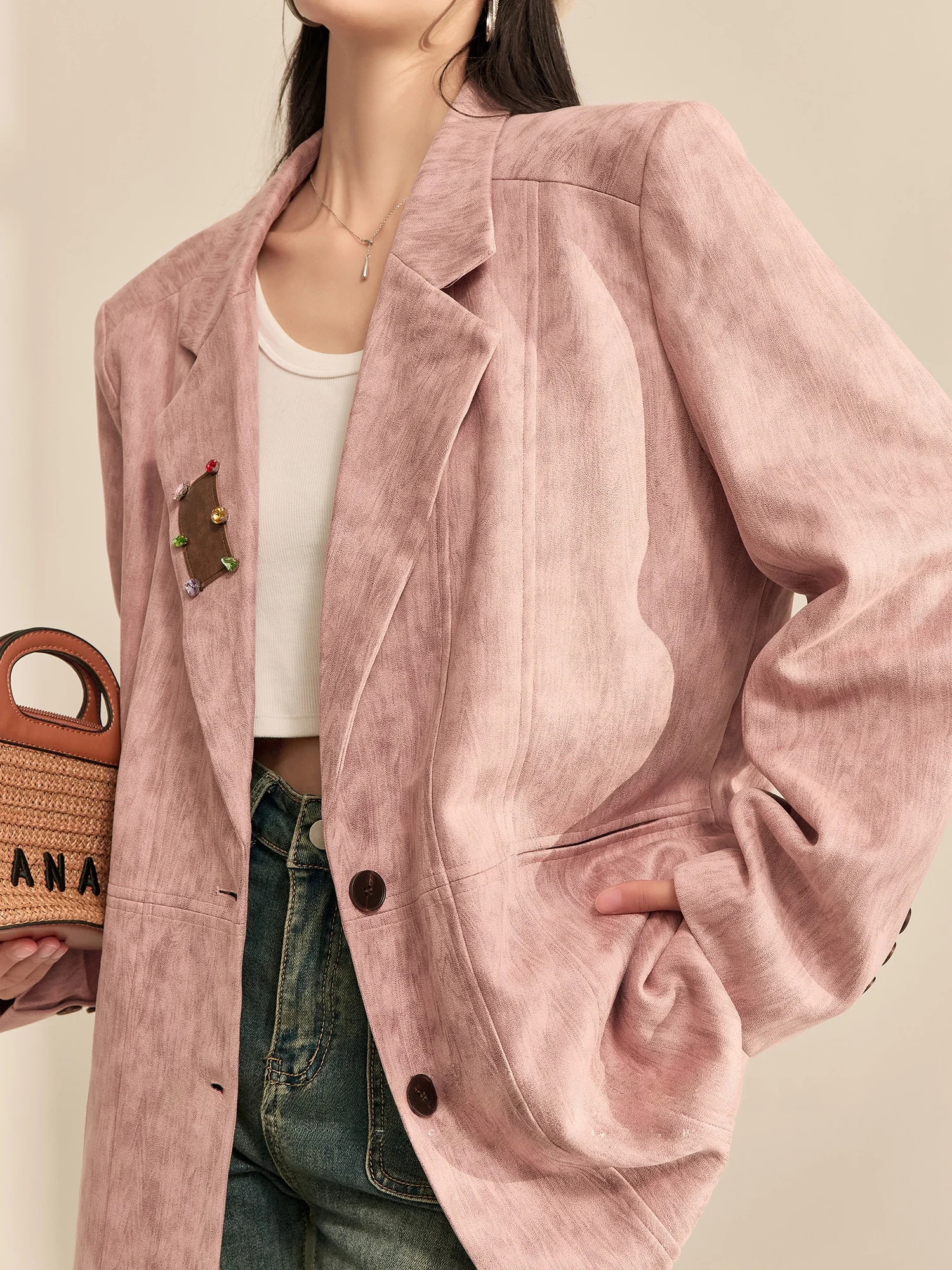 

Женский свободный жакет Flowing Era, весна 2025, новинка, осень-зима, элегантный, премиум-класса, высококачественный полиэстер