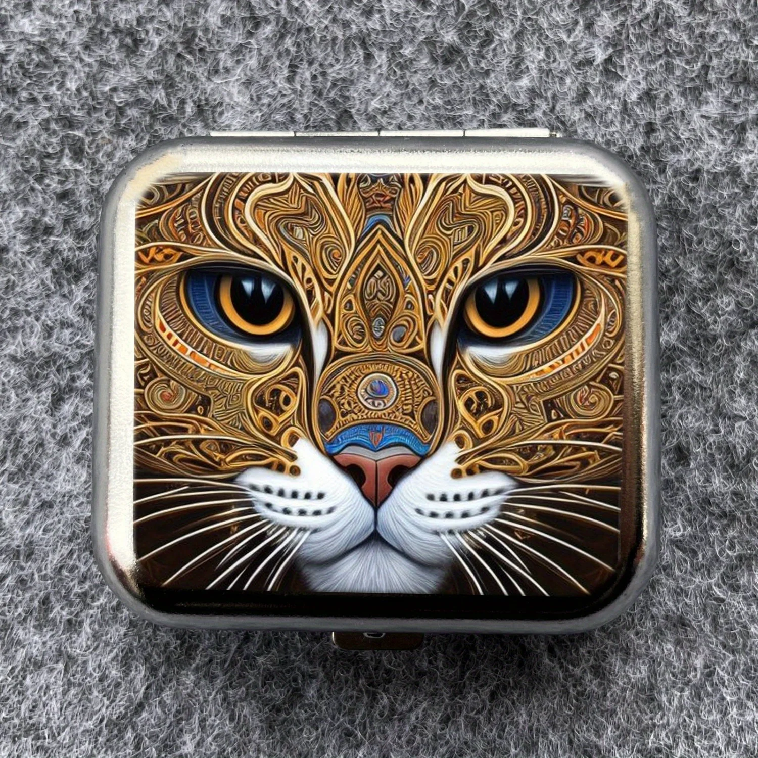 Cat Colorful Picture Mini Metal Ashtray, Portable Small, Outdoor Portable Pocket, Car Ashtray Creative Car Accessories, Durable