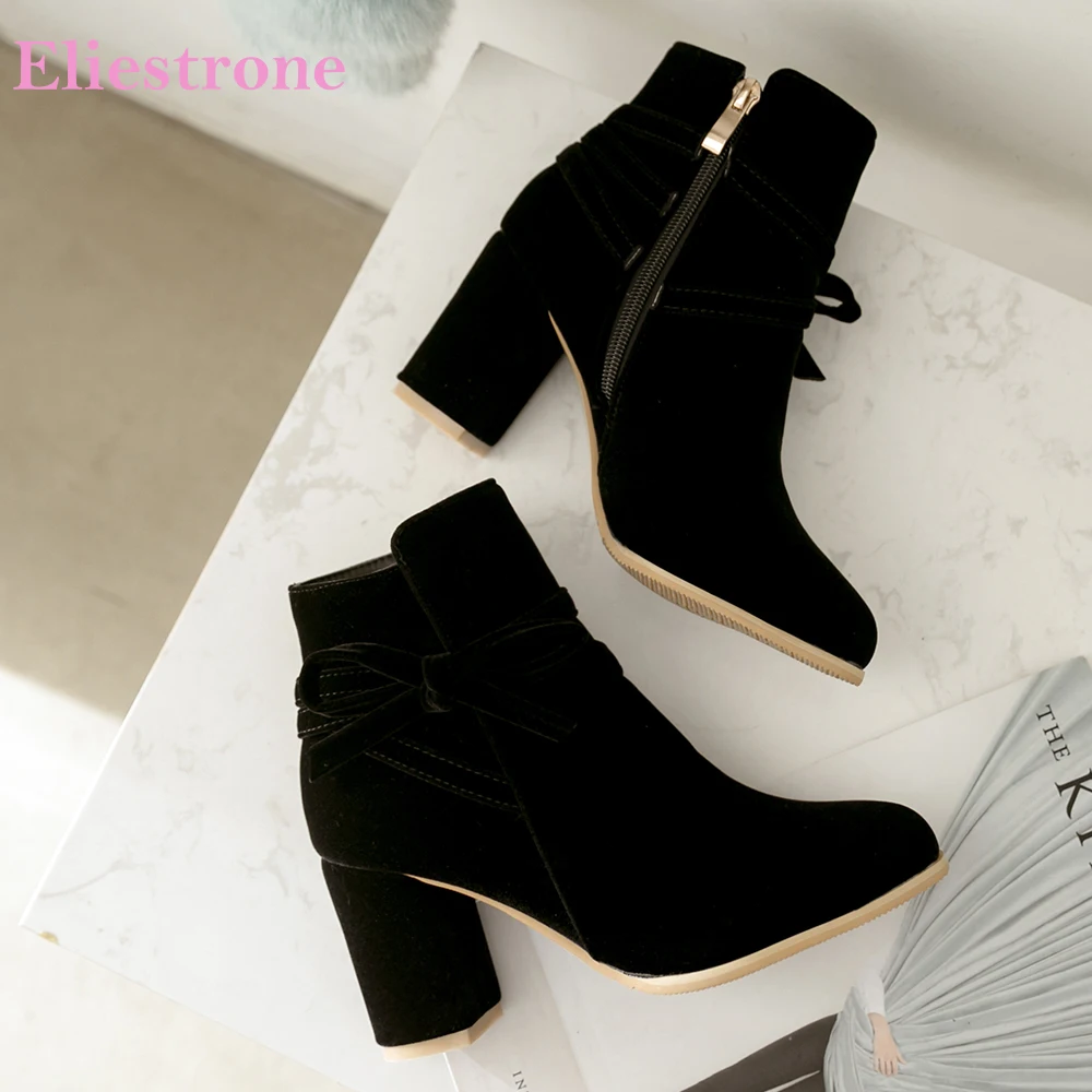 

New Winter Comfortable Beige Red Women Ankle Booties Round Toe High Heels Lady Shoes Plus Big Small Size 14 33 45 49 52