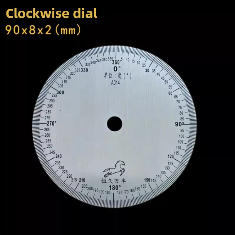 Stainless Steel 360 Degree Angle Dial Protractor 90x8x2mm Precision Measurement Tool with Wheels