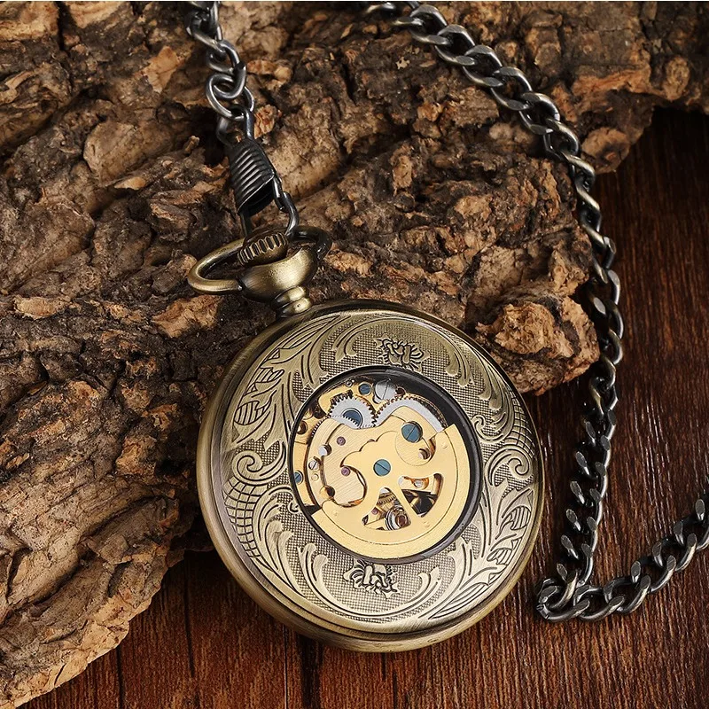 Classic carved Roman hollow automatic mechanical pocket watch flip vintage men's and women's antique gift watches