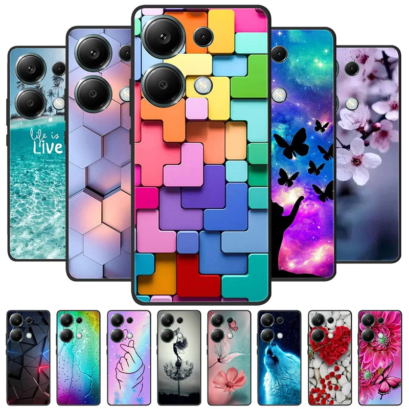 For Poco M6 Pro 4G Case Silicon Back Cover Phone Case for Xiaomi Poco M6 Pro 4G Cases Poco M6Pro Global Soft bumper coque