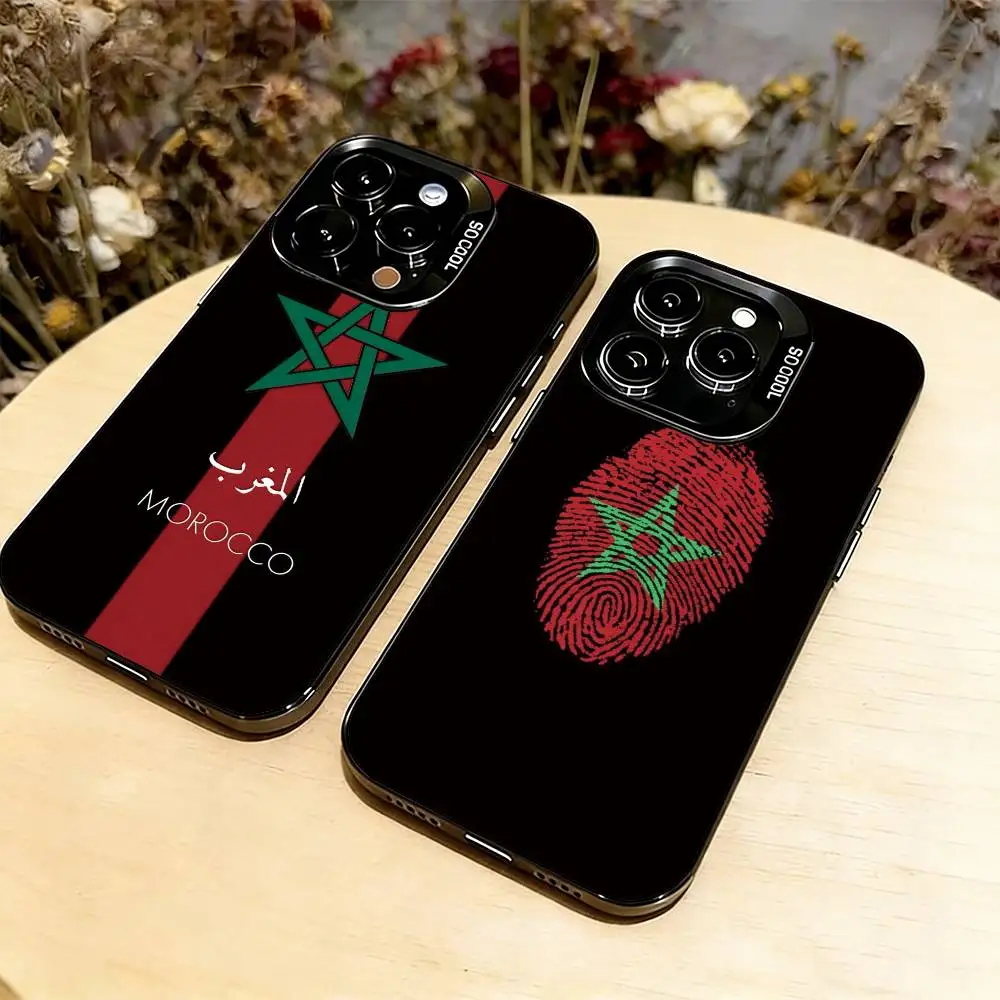 

M-Maroc Morocco Flag Phone Case For iPhone 17,16,15,14,13,12,11 Plus,Pro Max,XS,Colorful Silver Black Cover