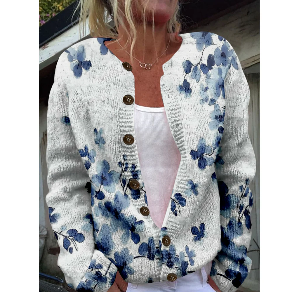 

Autumn Winter Knitted blue Cardigan Casual Sweater Streetwear Women Sweaters Knit Top Cool Jumpers Fashion