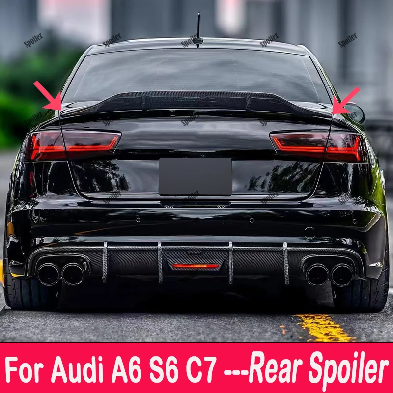 

For Audi A6 S6 C7 Carbon Fiber Rear Spoiler Trunk Wing 2012 -2018 GT R Style High Quality Real Carbon Fiber Material Spoiler