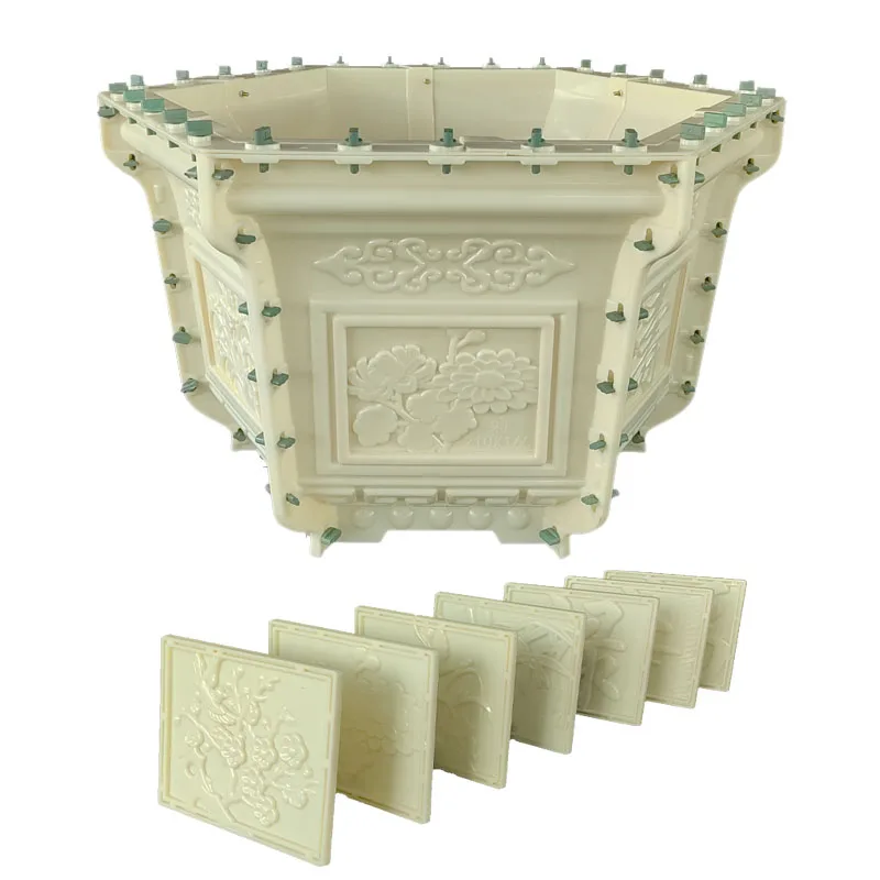 Cement flower pot mold plastic model flower garden bonsai courtyard bottom grouting homemade hexagonal thickened potted plants