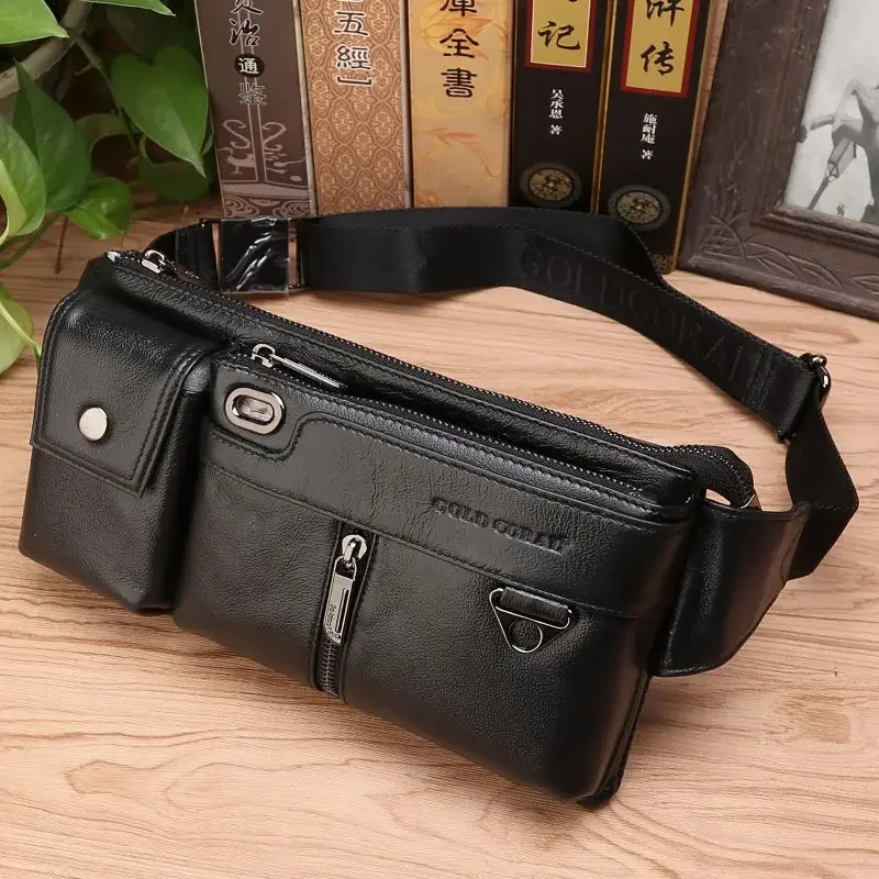 

Genuine Leather Hip Bum Fanny Pack Male Cigarette Cell Phone Case Pocket Chest Bags Retro Men Nature Skin Loop Waist Belt Bag