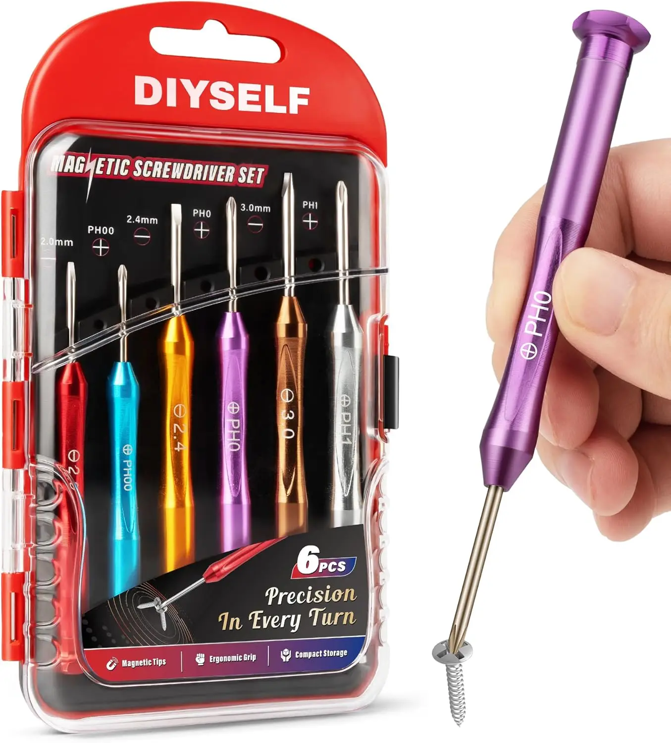 

6PCS Precision Screwdriver Set Magnetic Mini Screwdriver Kit for Watch Phone Eyeglass Repair, Small Screwdriver Set for Electronics Hobbyist