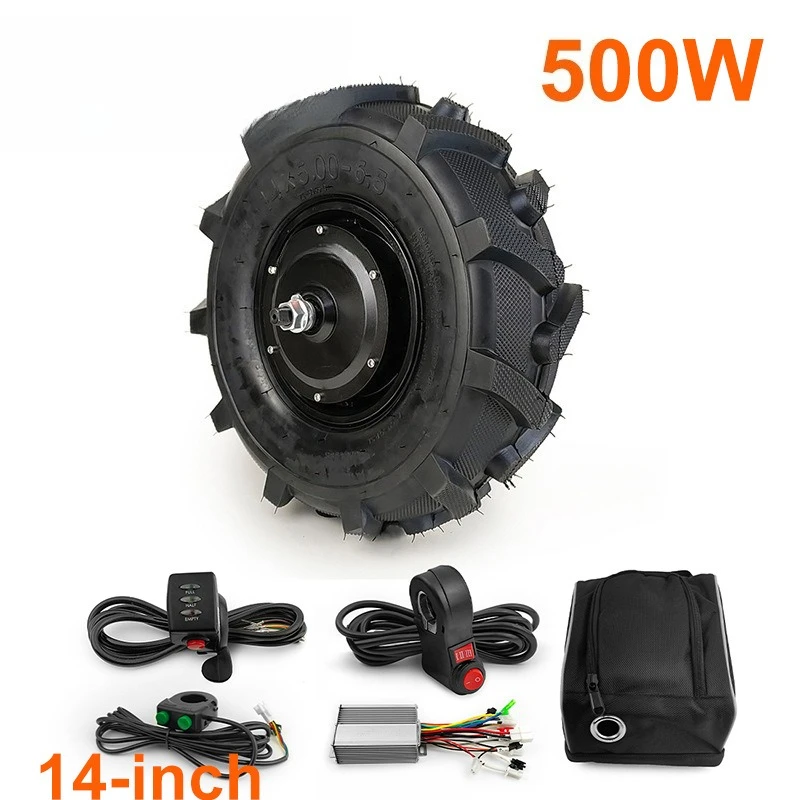 Tooth speed ratio 1:5 trolley low speed motor wheel agricultural tire 14x5.00-6.5 unicycle with controller