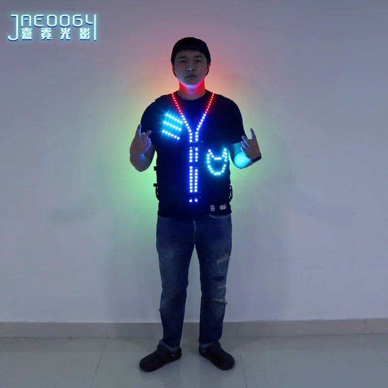 

LED Luminous Waist Coat Men Nightclub Bar DJ Stage Costume Party Tron Dance Wear Performance Wear Festival Atmosphere Outfit