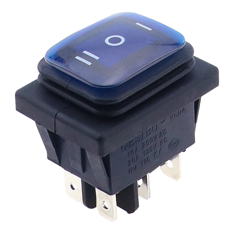 Wippschalter EIN-AUS Wasserdicht IP65 LED Beleuchtet 12V DC 34x17mm Rot Blau Wippschalter EIN-AUS Wasserdicht IP65 LED Beleuchtet 12V DC 34x17mm Rot Blau