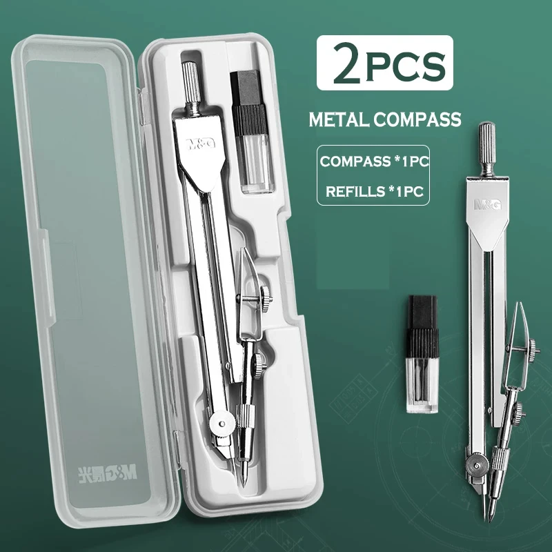 M&G High Precision Professional Metal Compass Drawing Set With Pencil Refills Lead School Compass Drawing Set