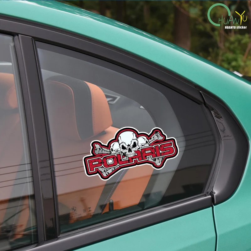 For Polaris Skull Decal Sunscreen Car Sticker Creativite Bumper Motorcycle Waterproof Vinyl Car Wrap